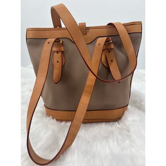 Dooney & Bourke Cabriolet Gray Canvas Tote with Leather trim - Picture 3 of 11
